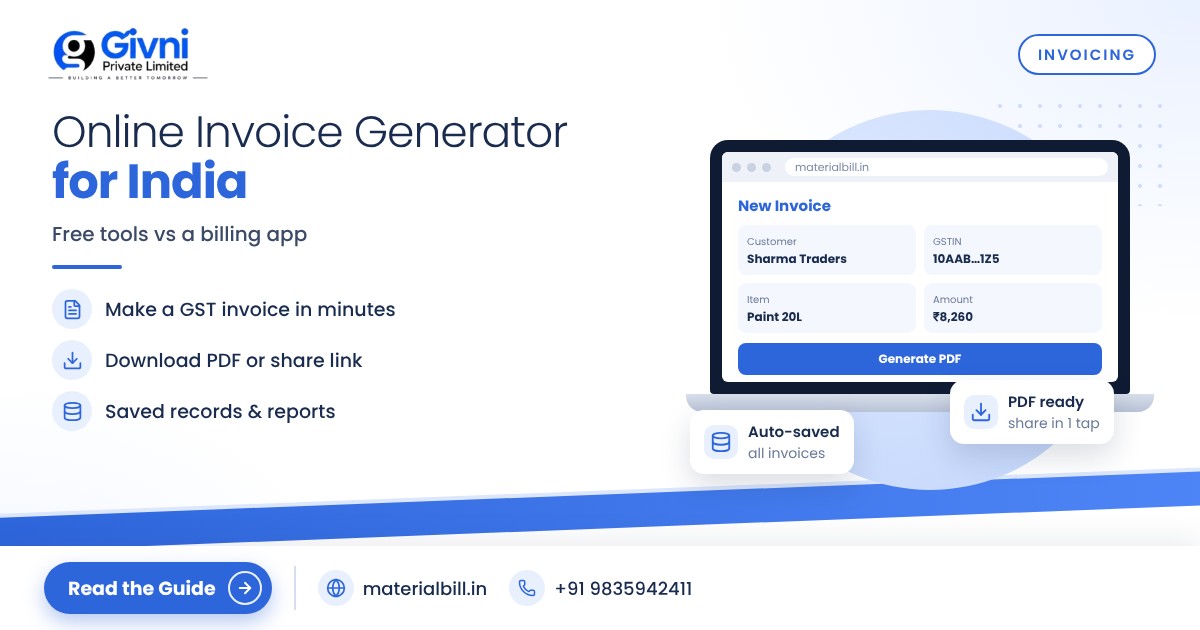Online Invoice Generator for India: Free Tools vs a Billing App