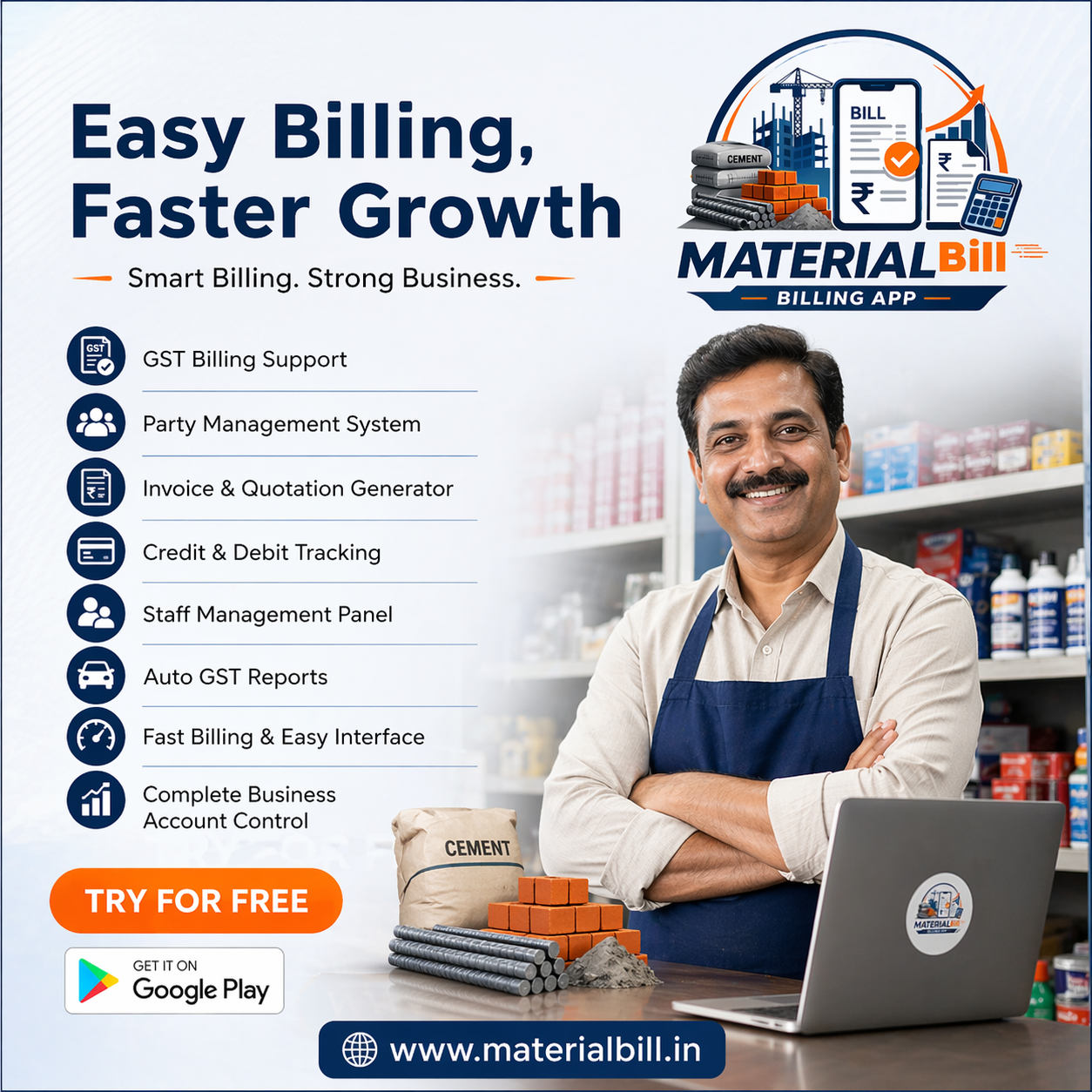 MaterialBill | Free Billing Software & GST App for India